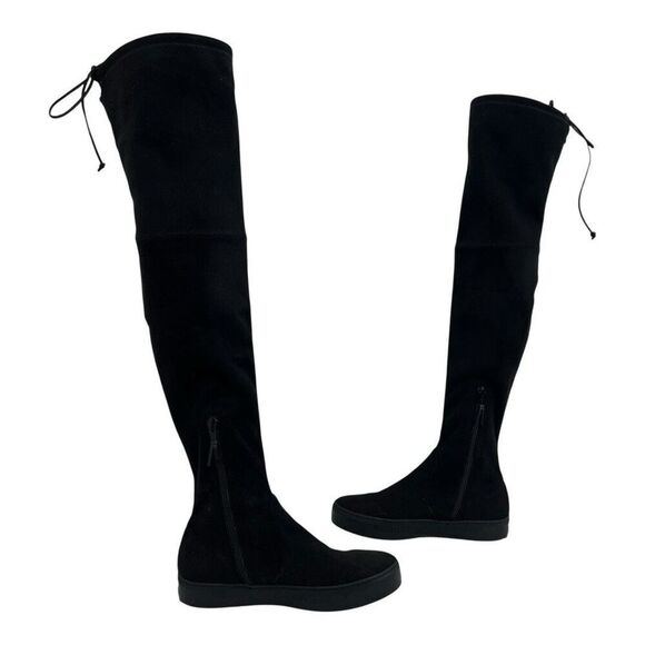 Stuart Weitzman Size 5 Playtime OTK Over The Knee Boots Black Suede Minimalist - Picture 4 of 8